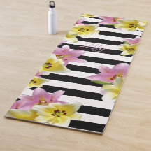 Lilies Striped Pattern voegt naam of Initialen Flo