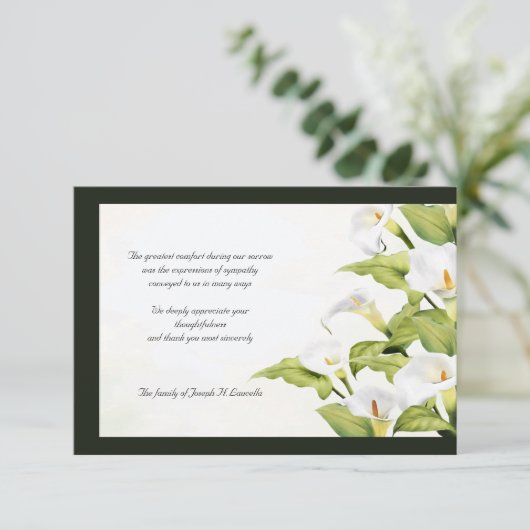 Lilies Sympathie Hartelijk dank Bedankkaart (Staand voorkant)