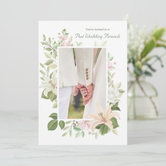 Lilies uitnodiging voor bruidsontbijt na de bruilo (Staand voorkant)
