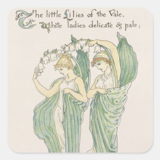 Lilies van de Vale uit Flora's Feast, 1901 (colo) Vierkante Sticker (Voorkant)