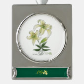 Lilies Verzilverd Banner Ornament (Voorkant)