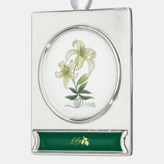 Lilies Verzilverd Banner Ornament (Links)
