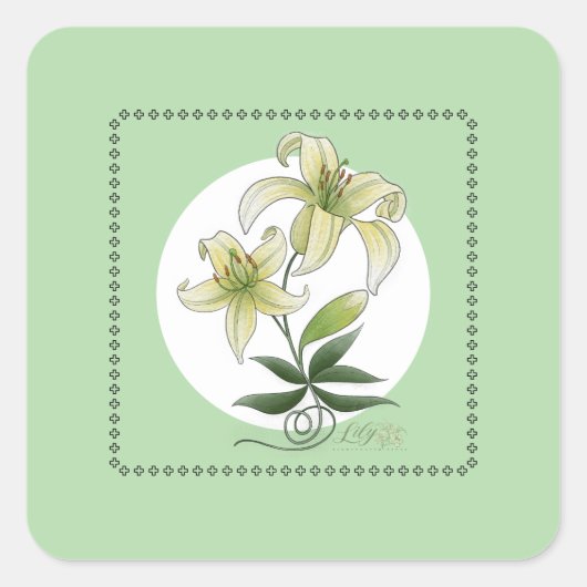 Lilies Vierkante Sticker (Voorkant)