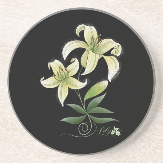 Lilies Zandsteen Onderzetter (Voorkant)