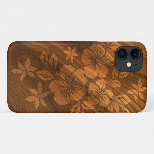 Lilikoi Hibiscus Hawaiian Faux Burl Wood Case-Mate iPhone Case (Achterkant (horizontaal))