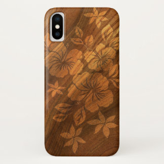Lilikoi Hibiscus Hawaiian Faux Burl Wood iPhone X Hoesje