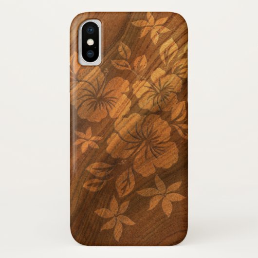 Lilikoi Hibiscus Hawaiian Faux Burl Wood Case-Mate iPhone Case (Achterkant)