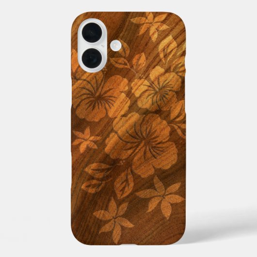 Lilikoi Hibiscus Hawaiian Faux Wood Burl Case-Mate iPhone Case (Achterkant)