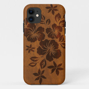 Lilikoi Hibiscus Hawaiian Faux Wood iPhone 5 Hoesj 11 Hoesje