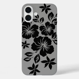 Lilikoi Hibiscus Hawaiian Floral Gray iPhone 16 Plus Hoesje