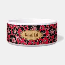 Lilikoi Paw Hawaiian Hibiscus Monogram Red Voerbakje