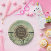 LIlime groen marmer glitterij luipaard verjaardag Papieren Bordje (Feest)