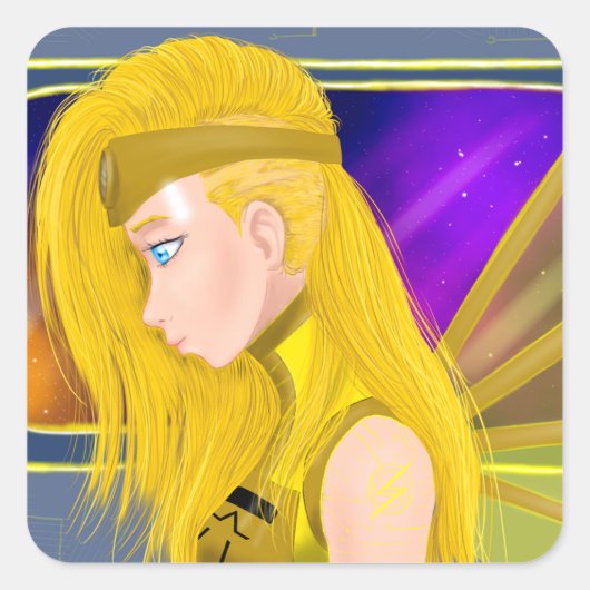 Lilin OC - Cyborg engel - Starset geïnspireerde ku Vierkante Sticker (Voorkant)