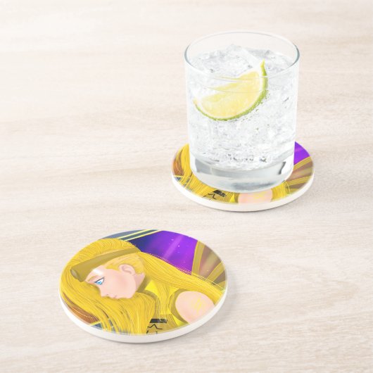 Lilin OC - Cyborg engel - Starset geïnspireerde ku Zandsteen Onderzetter (Zijkant)