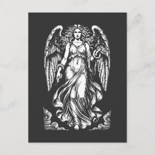 Lilith gevallen engel met golvende gewaden en slan briefkaart