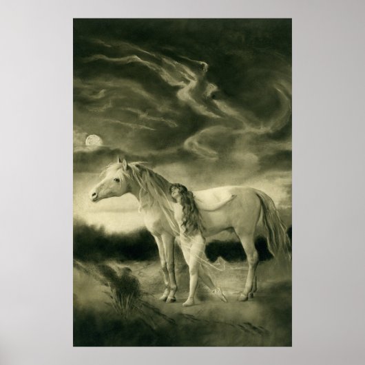 Lilith met white horse poster (Voorkant)