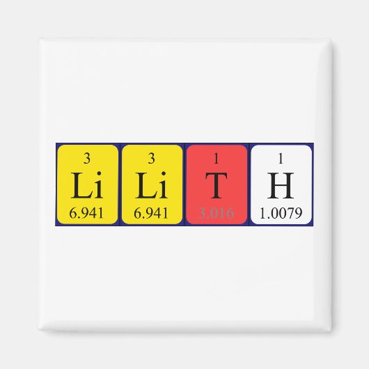 Lilith periodieke table name magnet (Voorkant)