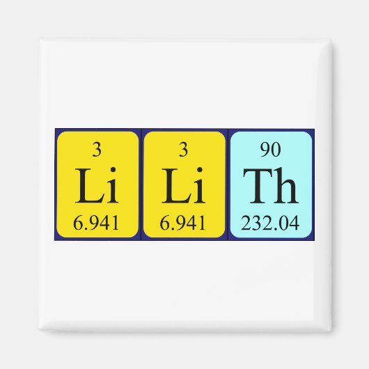 Lilith periodieke table name magnet (Voorkant)
