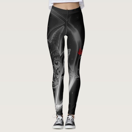 lilith Witch Pentagram baphomet leggings Black (Voorkant)