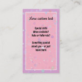 LILittleGirlie Babysitter Kinderopvang Aangepaste  Visitekaartje (Achterkant)