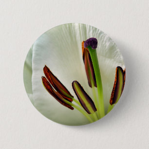 Lilium oosterse witte badge ronde button 5,7 cm