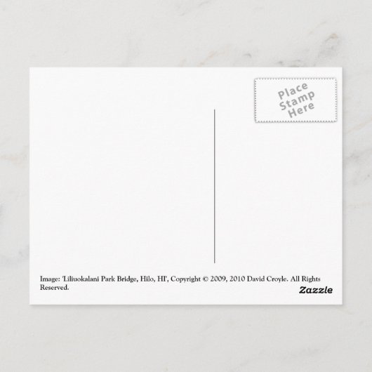 Lili'uokalani Park Bridge Briefkaart (Achterkant)