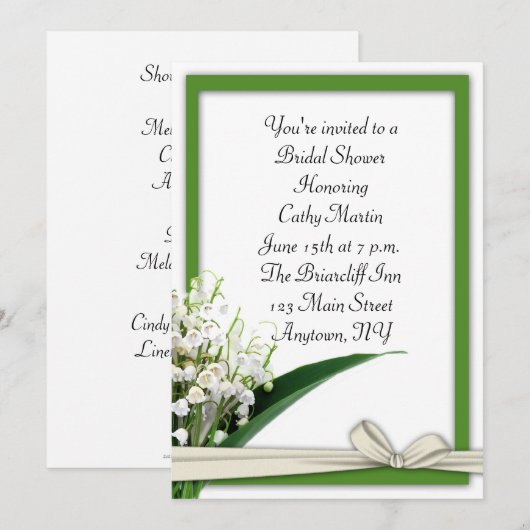 Liliy of the Valley Invitation Kaart (Voorkant / Achterkant)