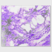 Lilla Paars Silver White Marble Shiny Glam Cadeaupapier (Vlak)