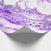 Lilla Paars Silver White Marble Shiny Glam Cadeaupapier (Hoek)