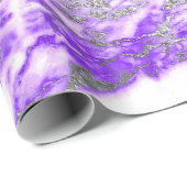 Lilla Paars Silver White Marble Shiny Glam Cadeaupapier (Rol Hoek)