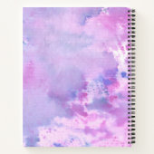 Lillac Azure-Waterverf, zwarte-inktpatroonrand Notitieboek (Achterkant)