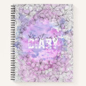 Lillac Azure-Waterverf, zwarte-inktpatroonrand Notitieboek (Voorkant)