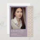 Lillac Boho Texture Photo Unisex Afstuderen Aankondigingskaart (Voorkant / Achterkant)