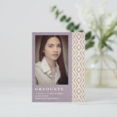 Lillac Boho Texture Photo Unisex Afstuderen Aankondigingskaart (Staand voorkant)