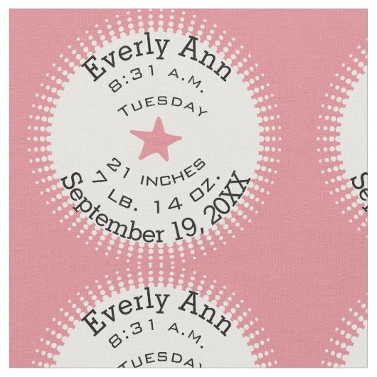 Lil'Lady Pink Star Birth Record Stats Stof (Close Up)