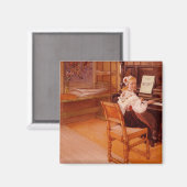 Lillanna oefent Mozart uit op Piano Magneet (Voorkant / Achterkant)