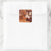 Lillanna oefent Mozart uit op Piano Vierkante Sticker (Tas)
