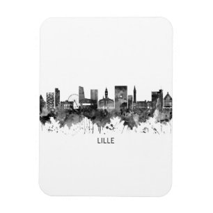 Lille France Skyline BW Magneet