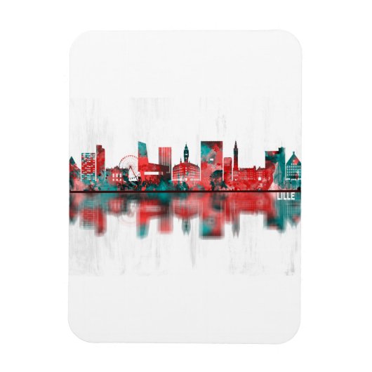Lille France Skyline Magneet (Verticaal)