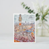 Lille Frankrijk Travel Place Waterverf Briefkaart (Staand voorkant)