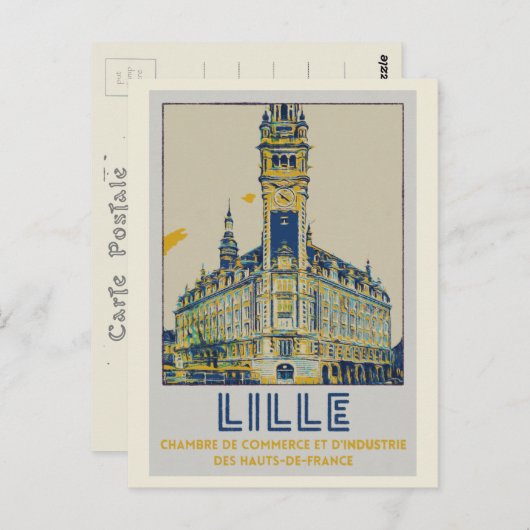 Lille iconic building Illustrator Frankrijk Briefkaart (Voorkant / Achterkant)
