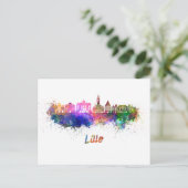 Lille skyline in watercolor briefkaart (Staand voorkant)
