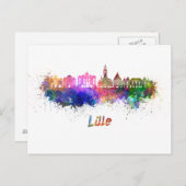 Lille skyline in watercolor briefkaart (Voorkant / Achterkant)