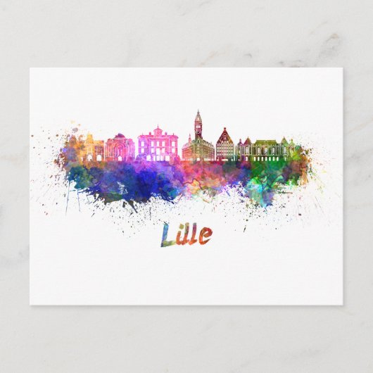 Lille skyline in watercolor briefkaart (Voorkant)