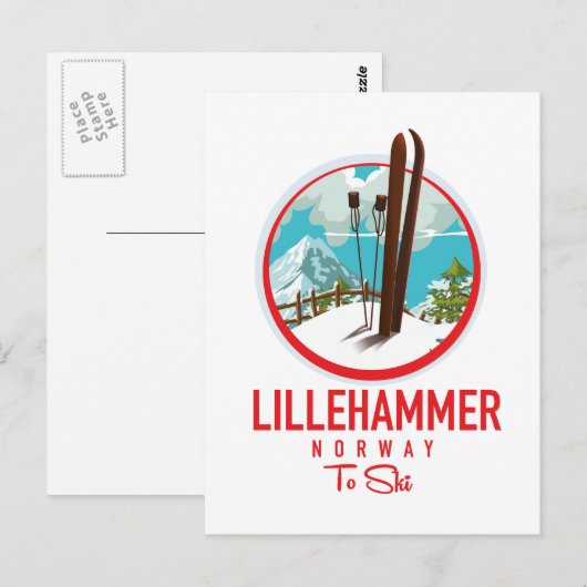 Lillehammer Noorwegen Ski logo Briefkaart (Voorkant / Achterkant)