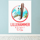 Lillehammer Noorwegen Ski logo Canvas Afdruk (Insitu (Houten vloer))