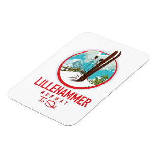 Lillehammer Noorwegen Ski logo Magneet