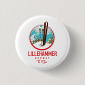 Lillehammer Noorwegen Ski logo Ronde Button 3,2 Cm (Voorkant)