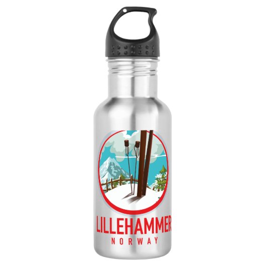 Lillehammer Noorwegen Ski logo Waterfles (Voorkant)