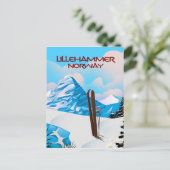 Lillehammer Noorwegen ski poster. Briefkaart (Staand voorkant)